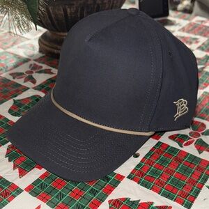 Blank Branded Bills Navy snapback with tan roped brim